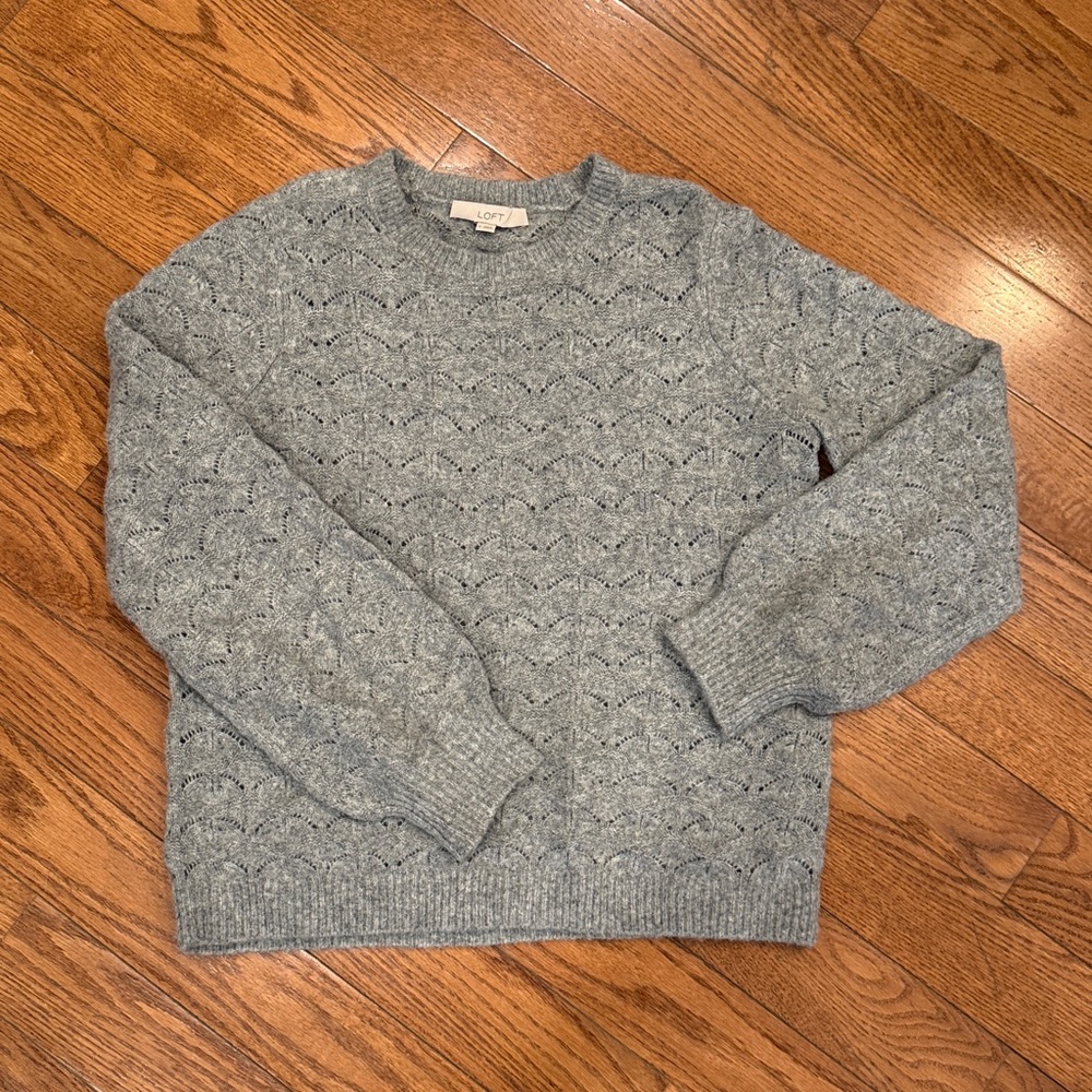 Loft Crewneck Pointelle Blouson Sweater